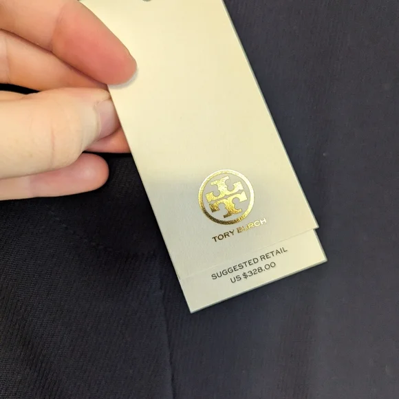 Tory Burch Navy Pleated Trousers - Picture 2 of 4